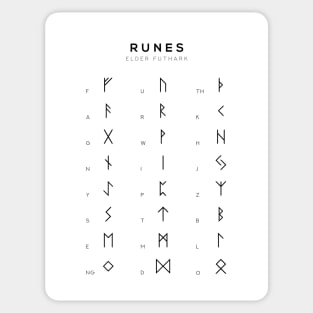 Runes Chart - Elder Futhark Runes Alphabet Learning Chart - White Sticker